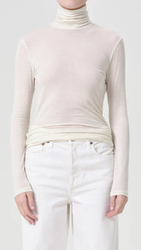 AGOLDE Pascale Long Sleeve Turtleneck in Oat Milk