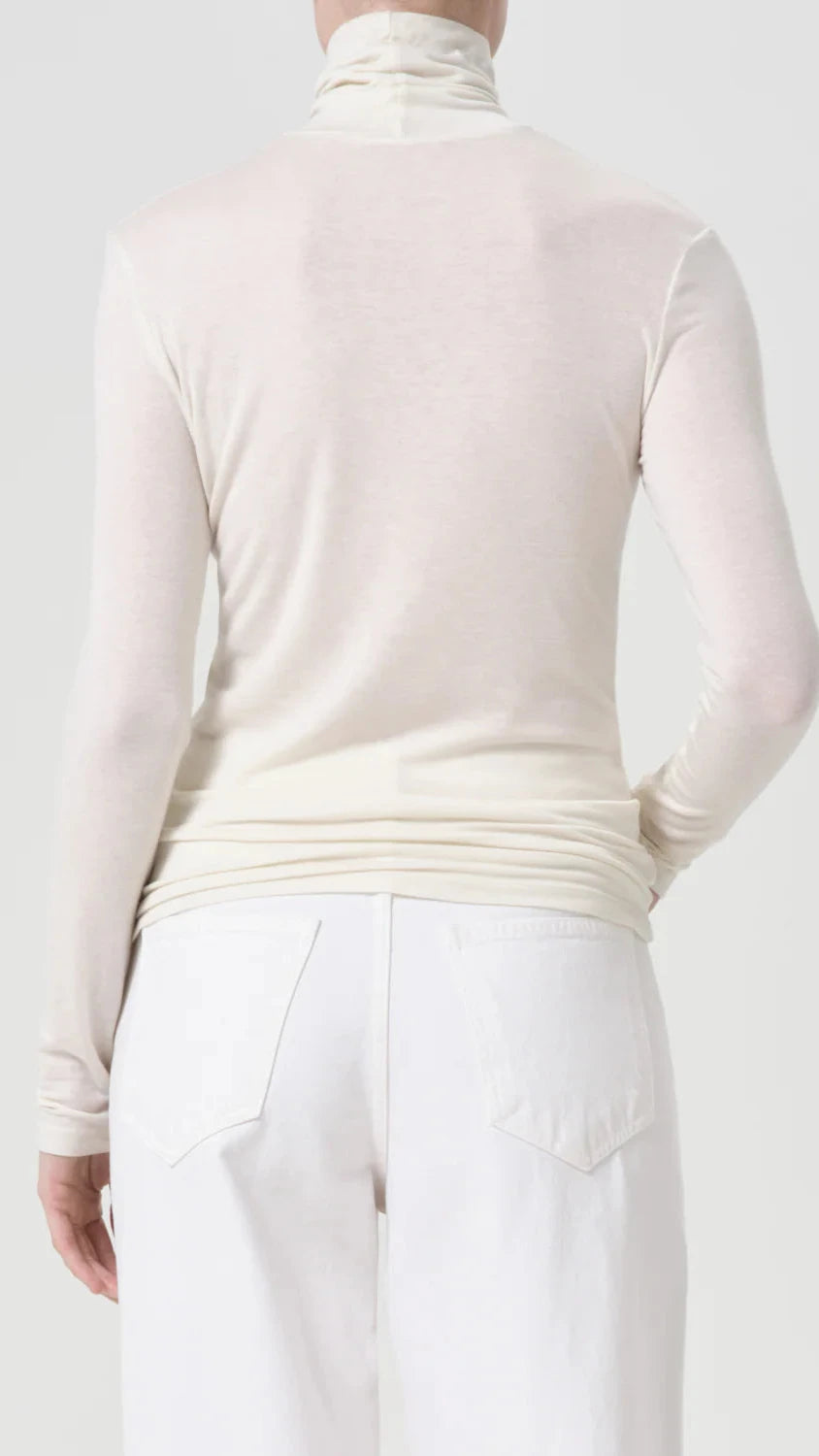AGOLDE Pascale Long Sleeve Turtleneck in Oat Milk