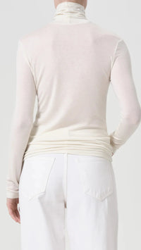 AGOLDE Pascale Long Sleeve Turtleneck in Oat Milk