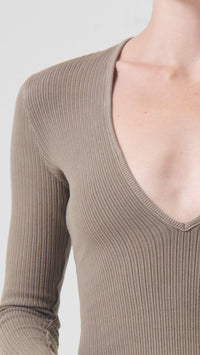 AGOLDE Denim Zena Ribbed Bodysuit in Trail