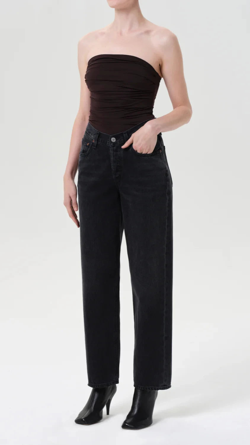 AGOLDE Gwyneth Strapless Bodysuit in Chocolate Dark Brown