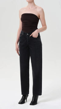 AGOLDE Gwyneth Strapless Bodysuit in Chocolate Dark Brown
