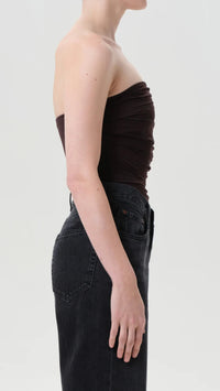 AGOLDE Gwyneth Strapless Bodysuit in Chocolate Dark Brown