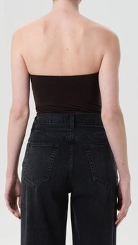 AGOLDE Gwyneth Strapless Bodysuit in Chocolate Dark Brown