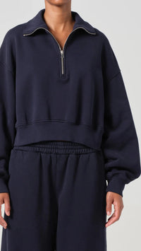 AGOLDE Denim Bethan Quarter Zip Sweatshirt in Mirage