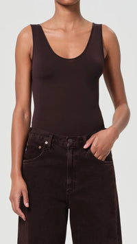 AGOLDE Tora Tank Bodysuit in Chocolate