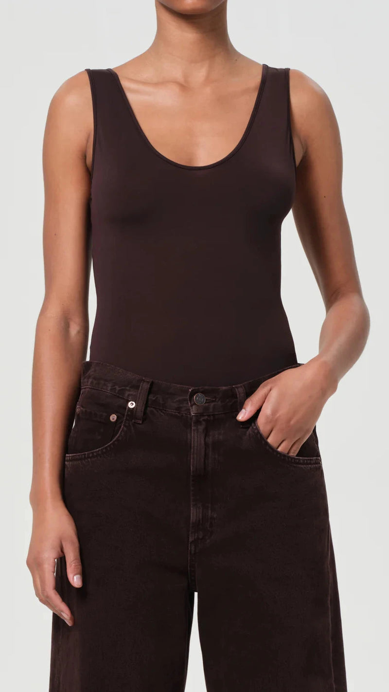 AGOLDE Tora Tank Bodysuit in Chocolate