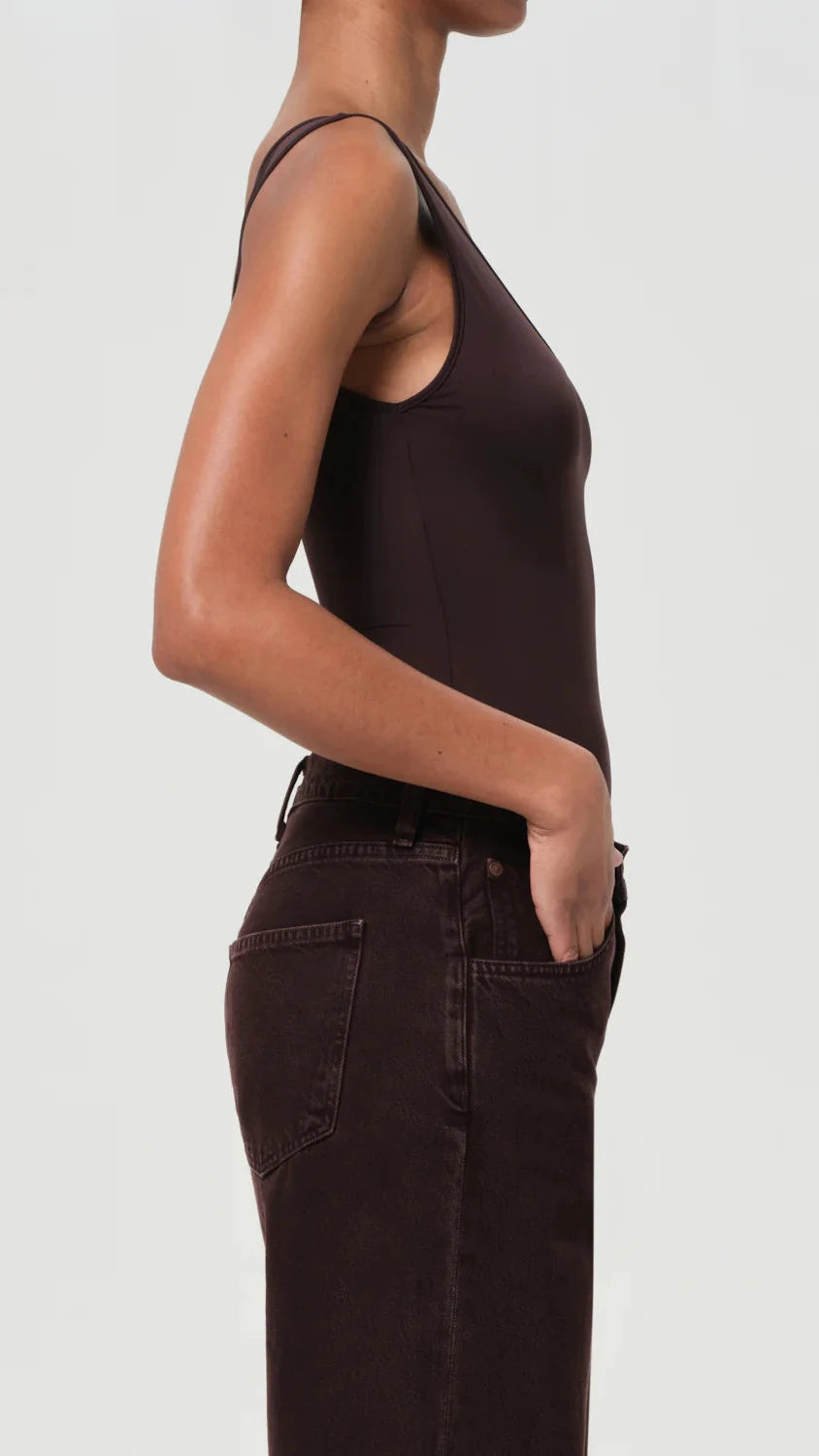 AGOLDE Tora Tank Bodysuit in Chocolate