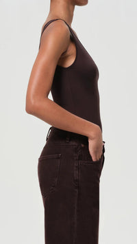 AGOLDE Tora Tank Bodysuit in Chocolate