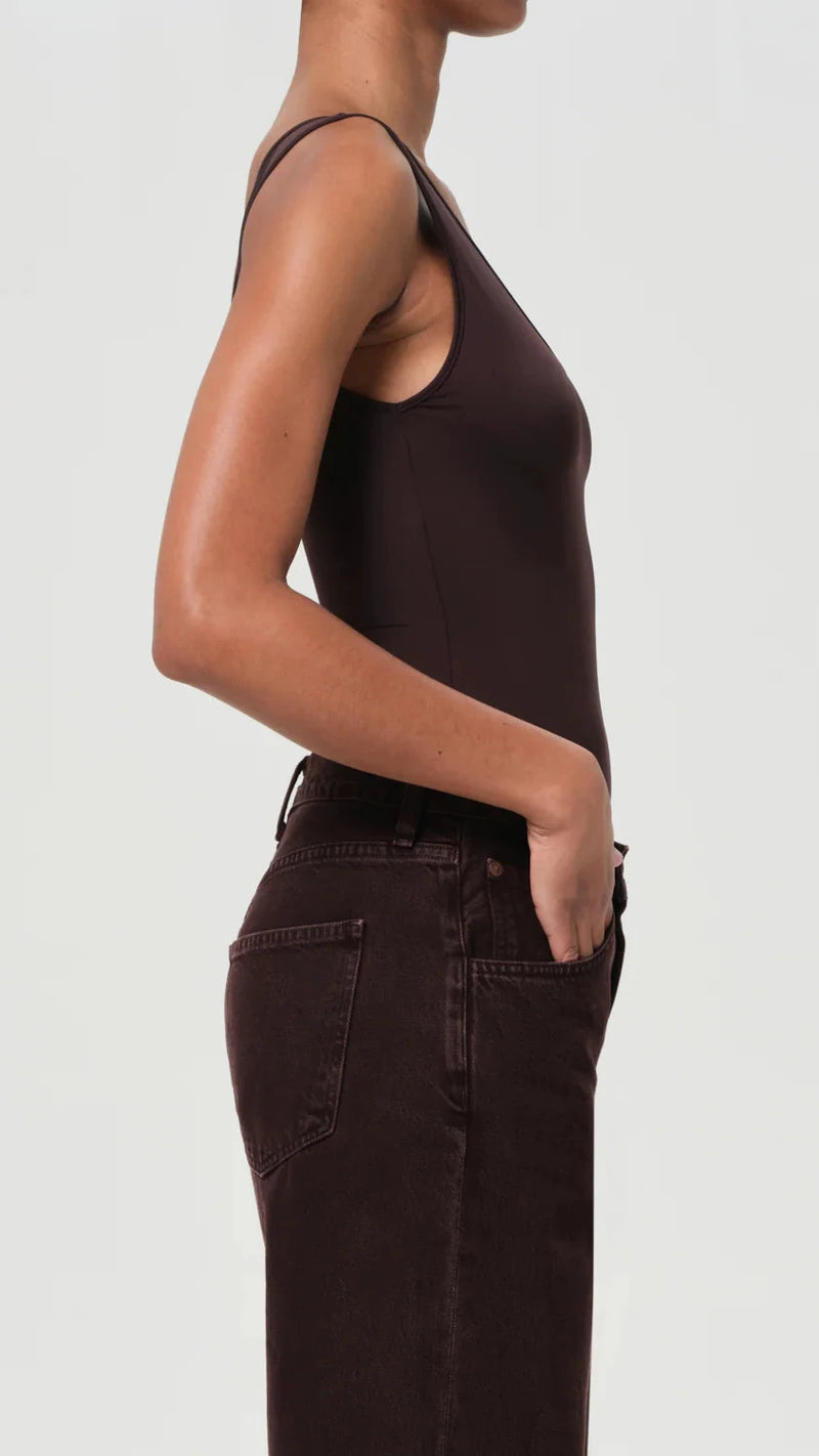 AGOLDE Tora Tank Bodysuit in Chocolate