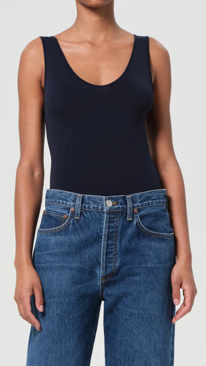 AGOLDE Tova Tank Bodysuit in Navy