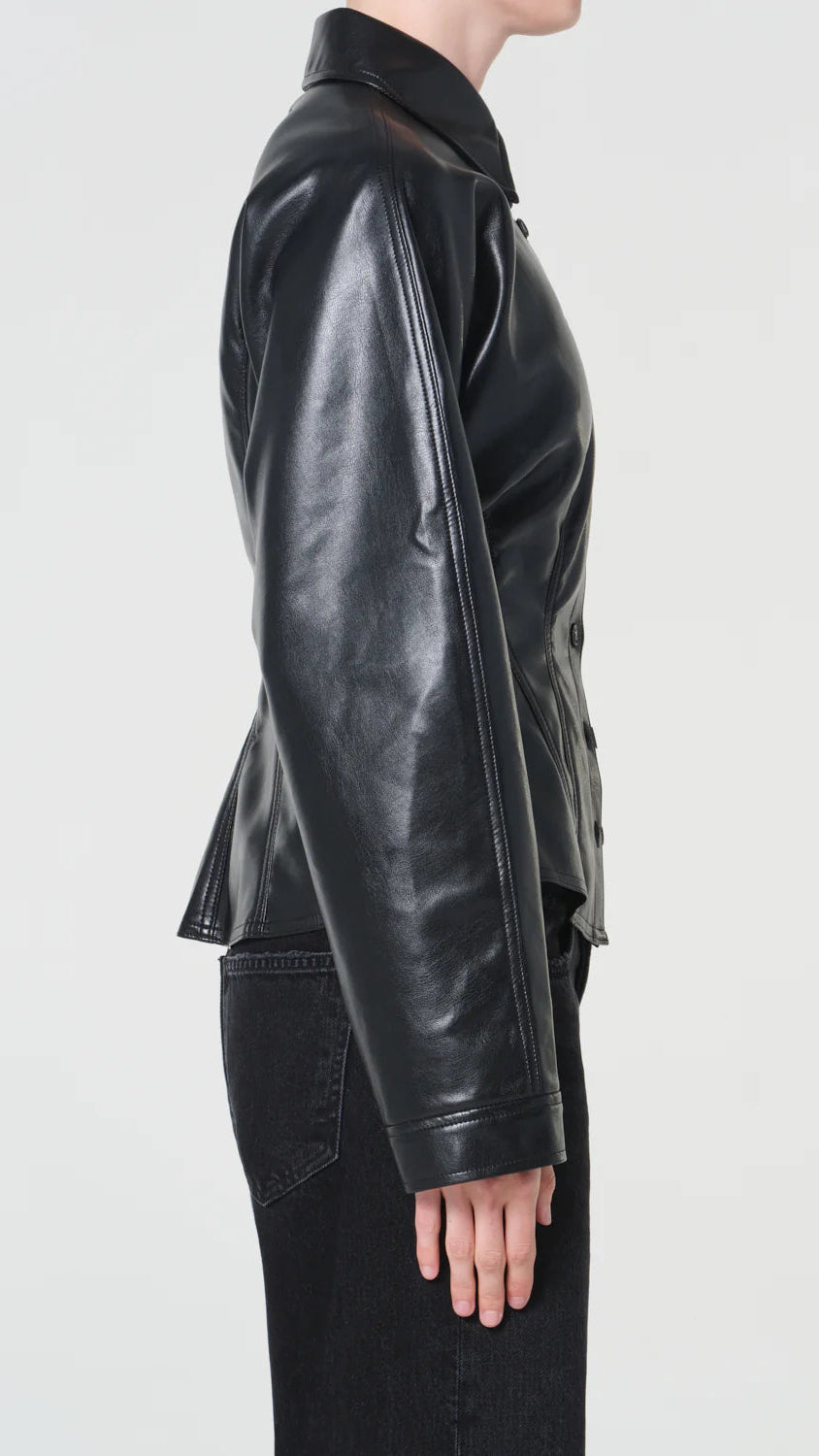 Agolde Devon Faux Leather Shirt in Detox