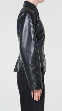 Agolde Devon Faux Leather Shirt in Detox