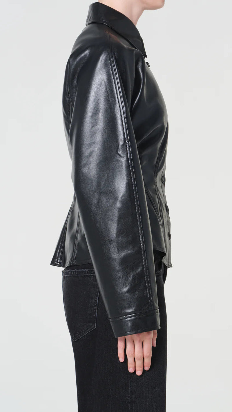 Agolde Devon Faux Leather Shirt in Detox