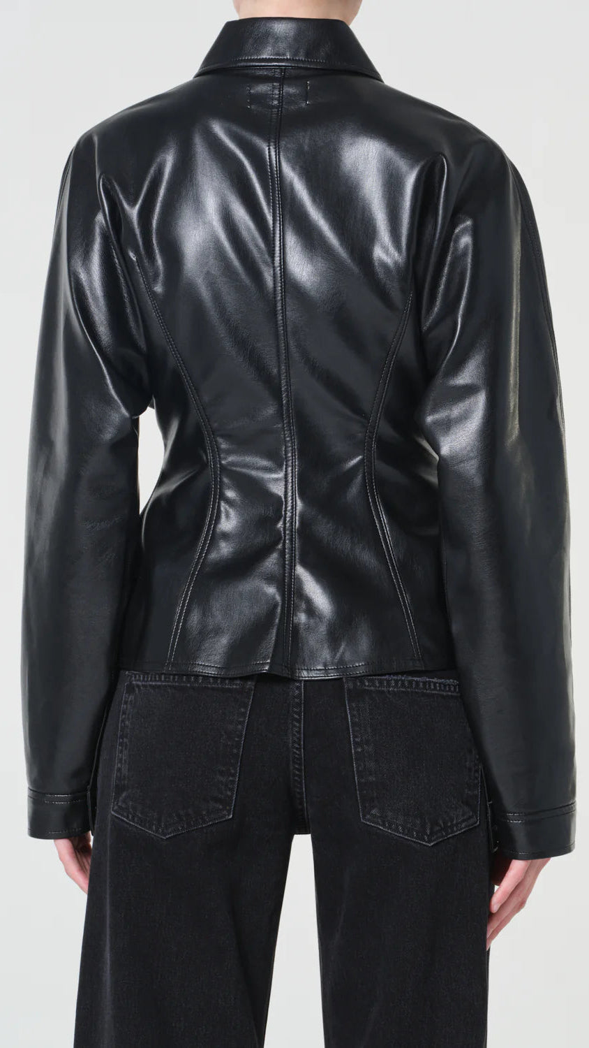 Agolde Devon Faux Leather Shirt in Detox
