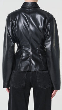 Agolde Devon Faux Leather Shirt in Detox