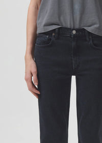 AGOLDE Denim Kye Mid Rise Straight Crop with Stretch in Pepper