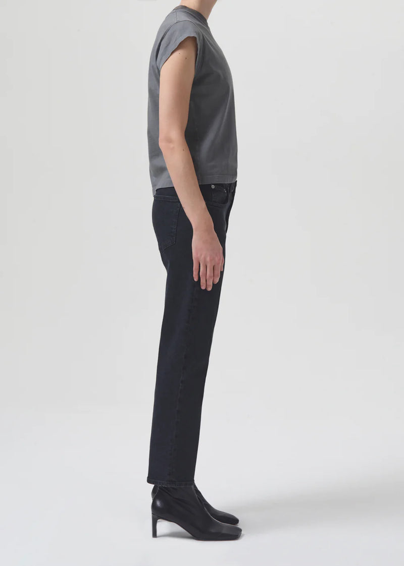 AGOLDE Denim Kye Mid Rise Straight Crop with Stretch in Pepper