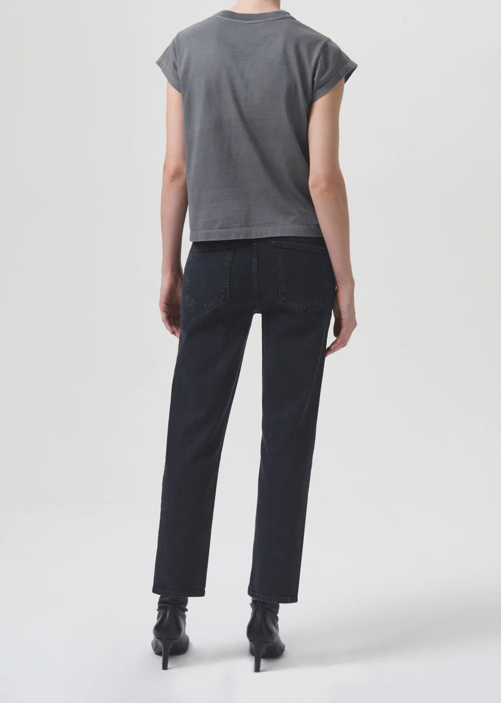 AGOLDE Denim Kye Mid Rise Straight Crop with Stretch in Pepper