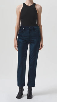 AGOLDE Denim Stovepipe Velvet High Rise Slim Straight in Blizzard