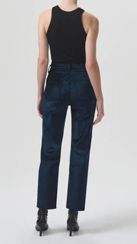 AGOLDE Denim Stovepipe Velvet High Rise Slim Straight in Blizzard