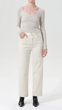 AGOLDE Ren Cropped Wide Leg in Brown Rice