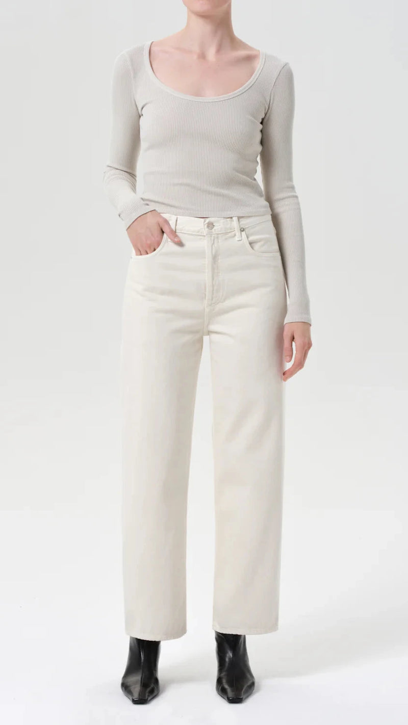 AGOLDE Ren Cropped Wide Leg in Brown Rice