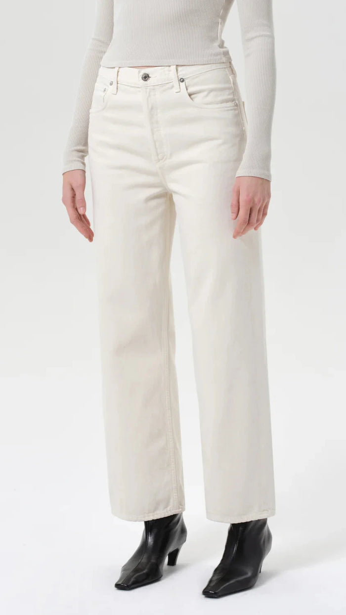 AGOLDE Ren Cropped Wide Leg in Brown Rice