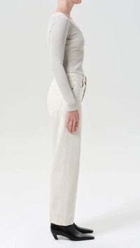 AGOLDE Ren Cropped Wide Leg in Brown Rice