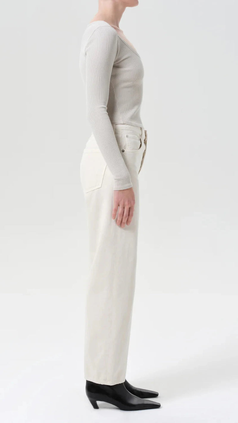 AGOLDE Ren Cropped Wide Leg in Brown Rice