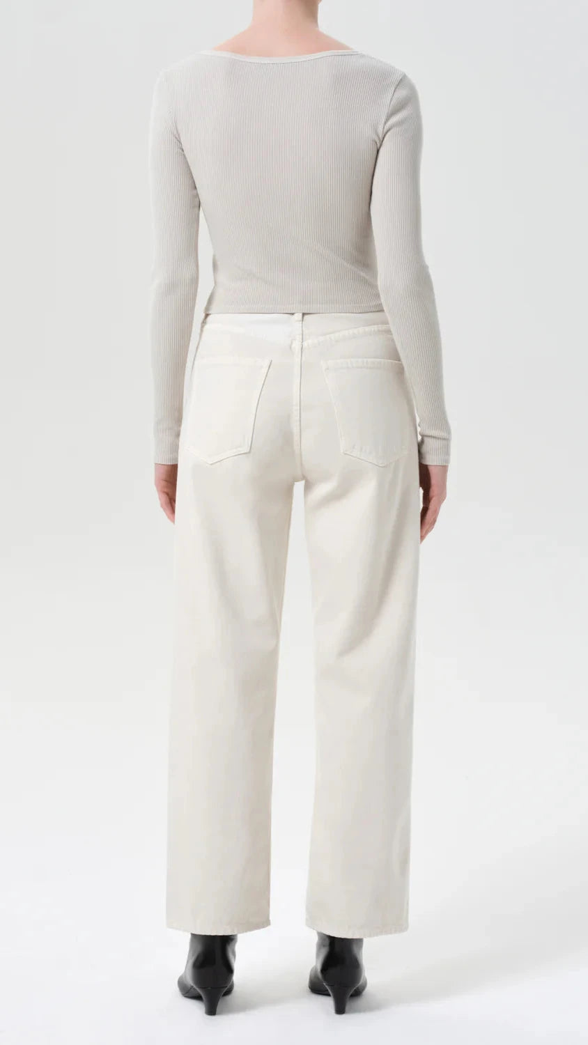 AGOLDE Ren Cropped Wide Leg in Brown Rice