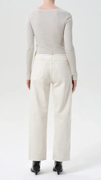 AGOLDE Ren Cropped Wide Leg in Brown Rice