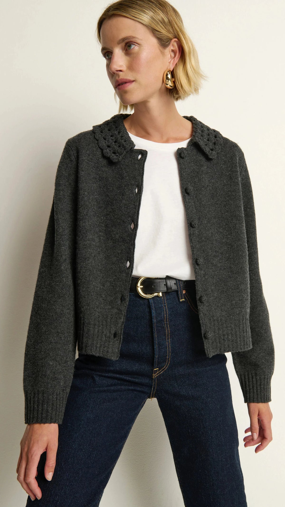 Nation LTD Addie Cardigan in Heather Charcoal