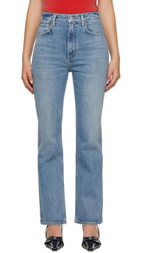 AGOLDE Denim Stovepipe High Rise in Helm