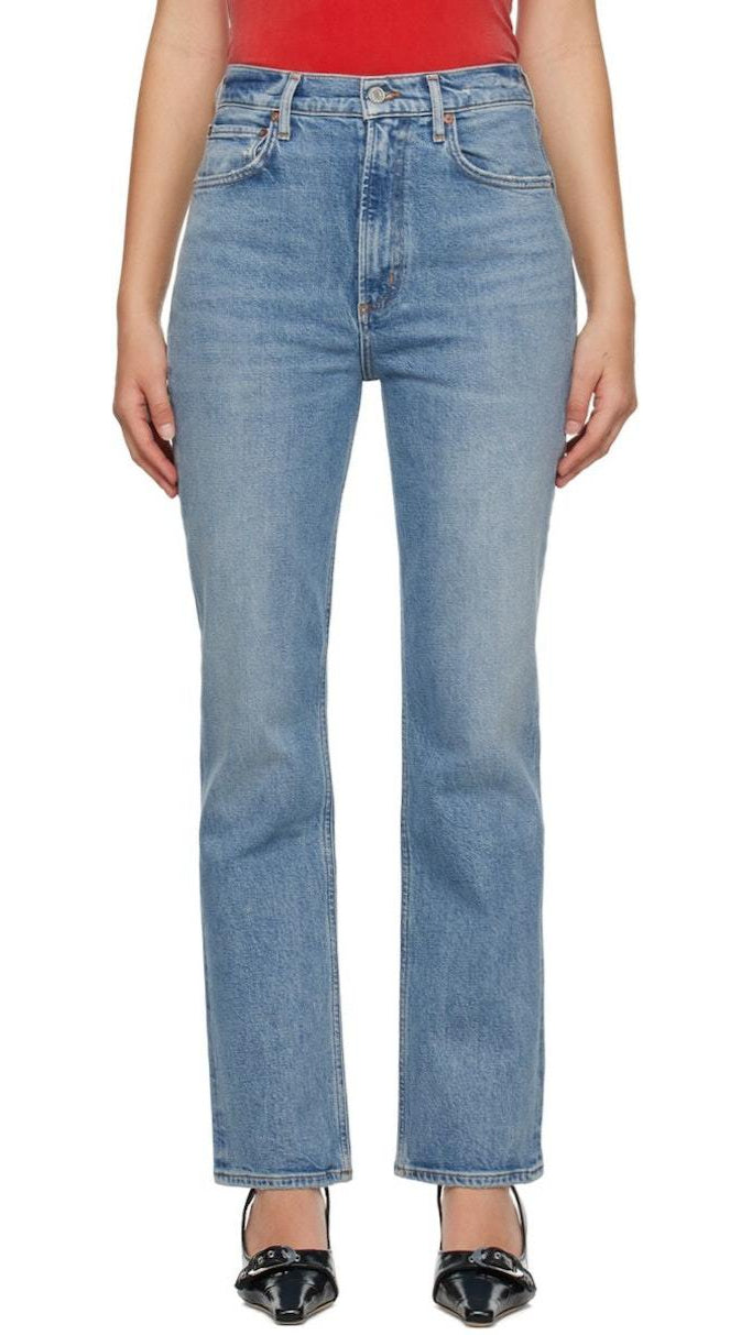 AGOLDE Denim Stovepipe High Rise in Helm