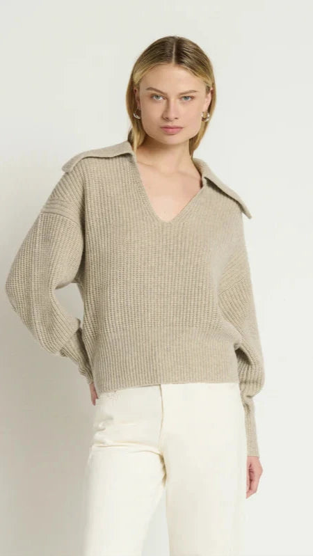 Nation LTD Ashton Collared Pullover Sweater in Moonbeam