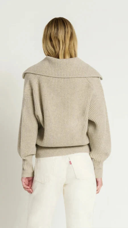 Nation LTD Ashton Collared Pullover Sweater in Moonbeam