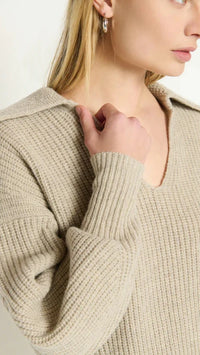 Nation LTD Ashton Collared Pullover Sweater in Moonbeam