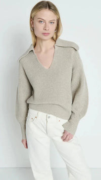 Nation LTD Ashton Collared Pullover Sweater in Moonbeam