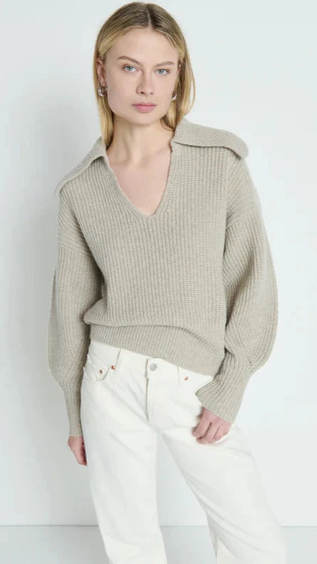 Nation LTD Ashton Collared Pullover Sweater in Moonbeam