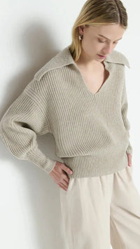 Nation LTD Ashton Collared Pullover Sweater in Moonbeam