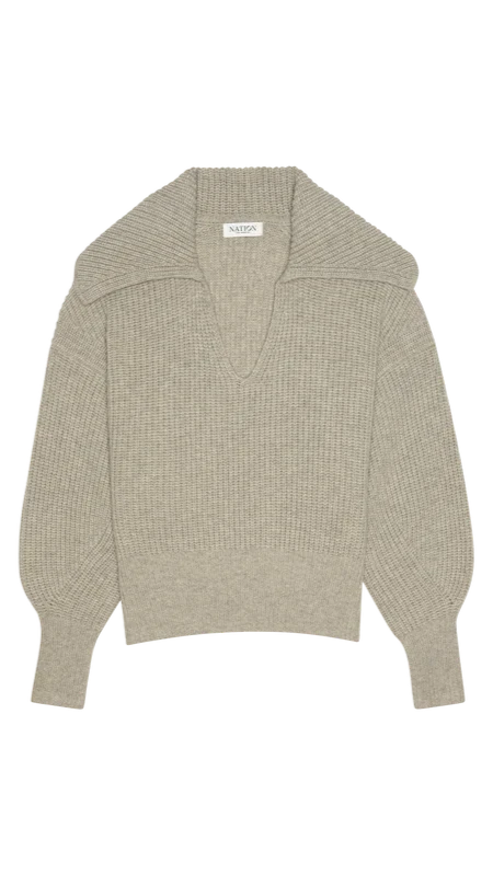 Nation LTD Ashton Collared Pullover Sweater in Moonbeam
