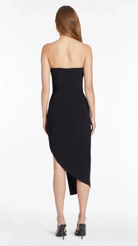 Amanda Uprichard Soiree Crystal Strapless Midi Dress in Black