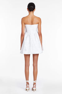 Amanda Uprichard Oscar Strapless Bubble Mini Dress in White Brocade