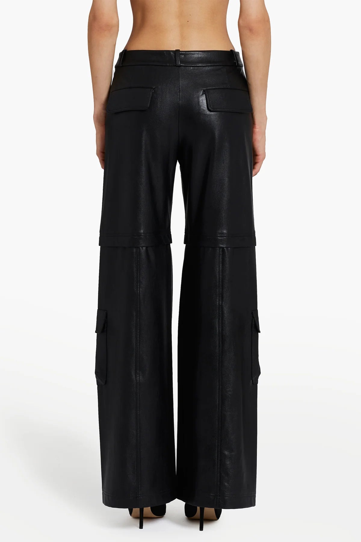 Amanda Uprichard Luca Faux Leather Cargos in Black
