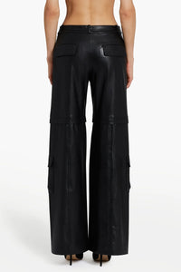Amanda Uprichard Luca Faux Leather Cargos in Black
