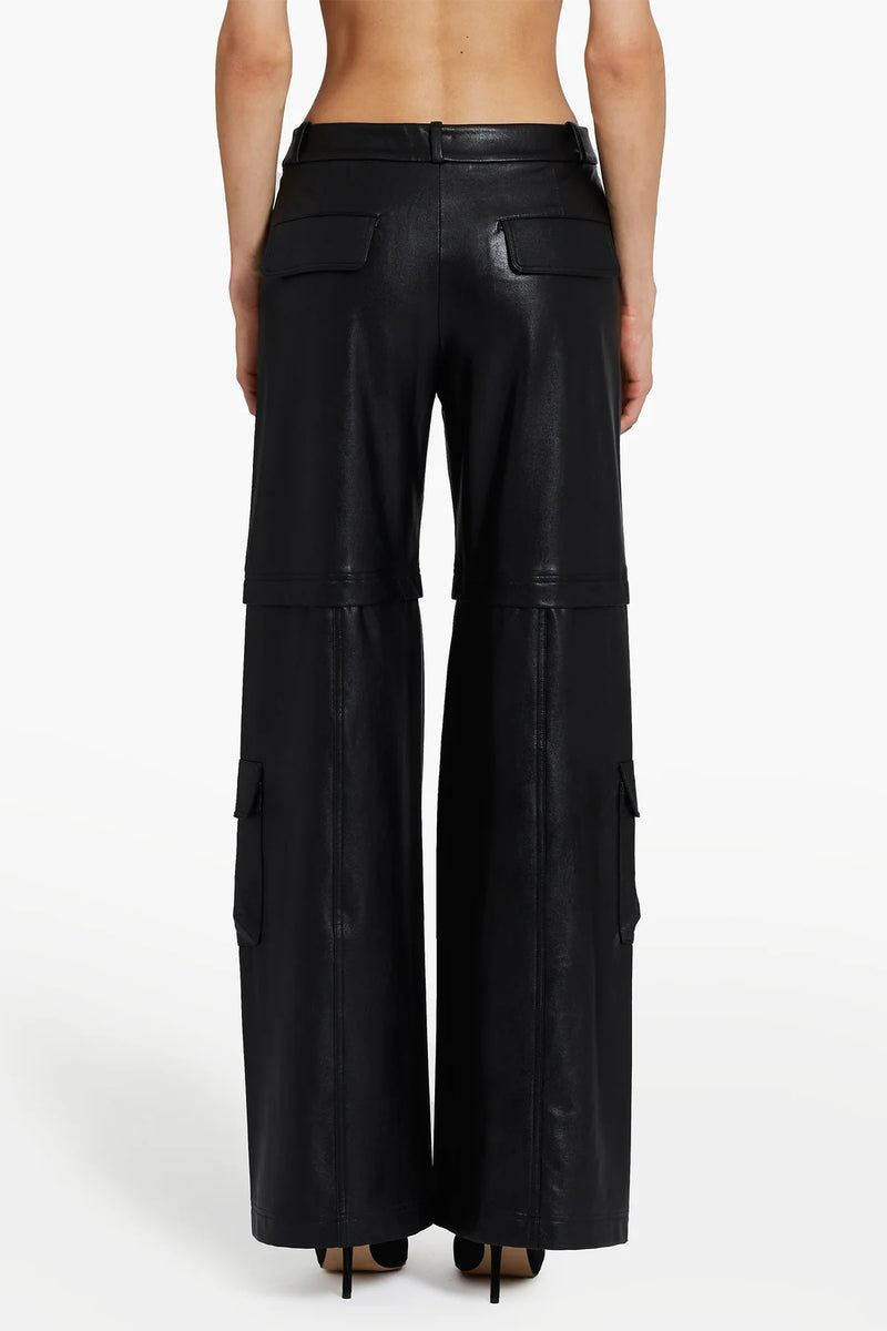 Amanda Uprichard Luca Faux Leather Cargos in Black