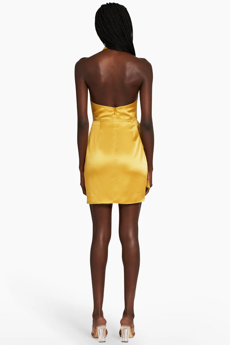 Amanda Uprichard Martine Cowl Halter Wrap Mini Dress in Tunisia