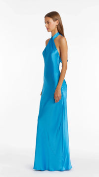 Amanda Uprichard Jade Halter Gown in Blue Jay