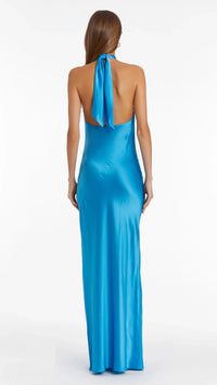 Amanda Uprichard Jade Halter Gown in Blue Jay